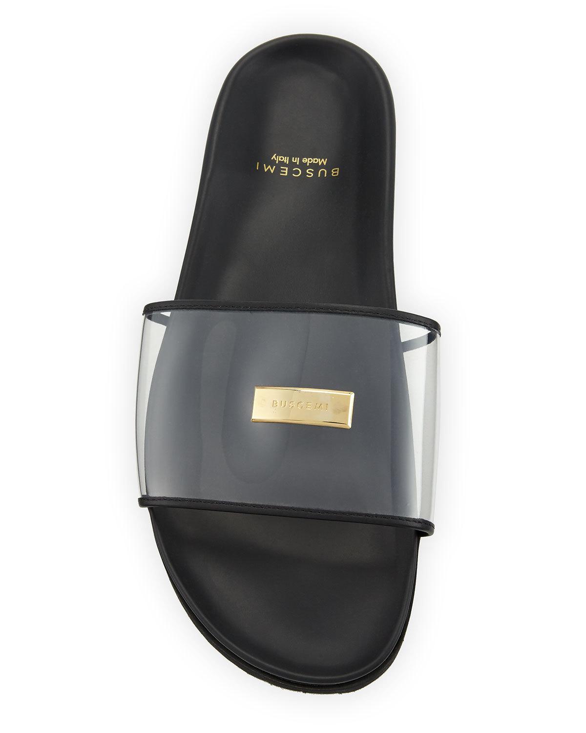 Men's Crystal Pool Slide Sandal, Black