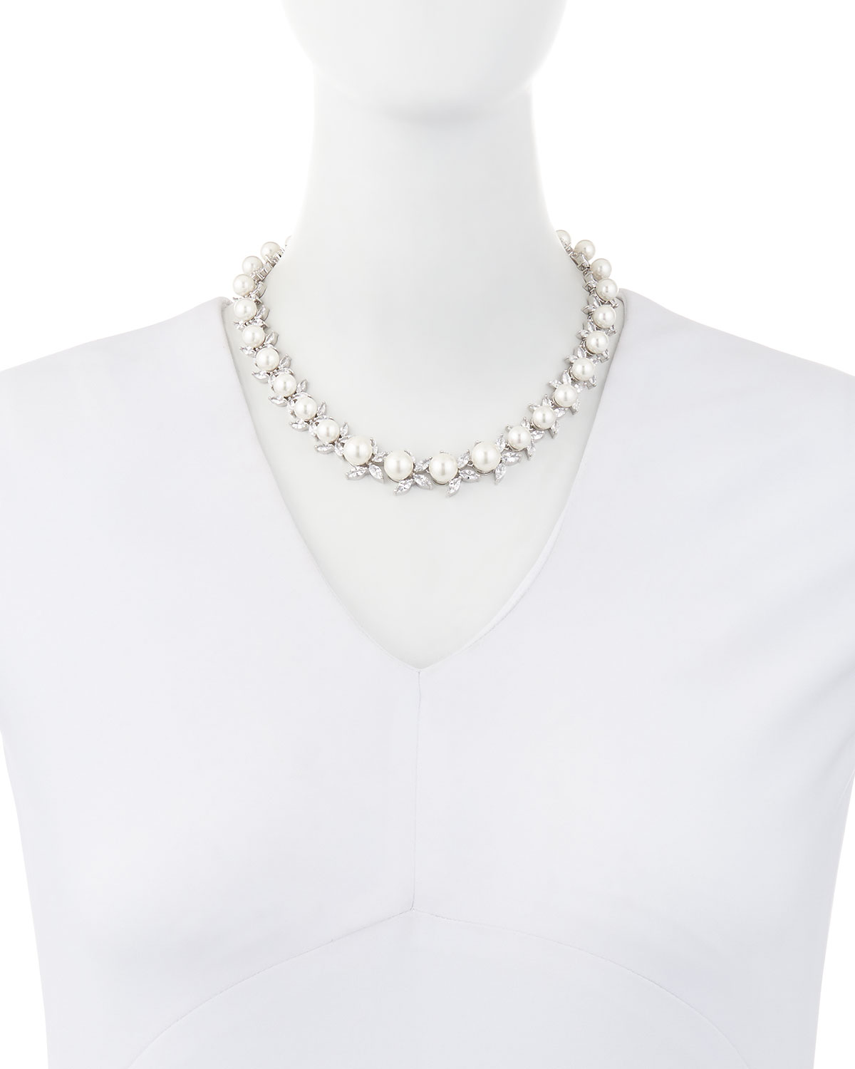 Monarch Crystal & Pearly Bead Choker Necklace