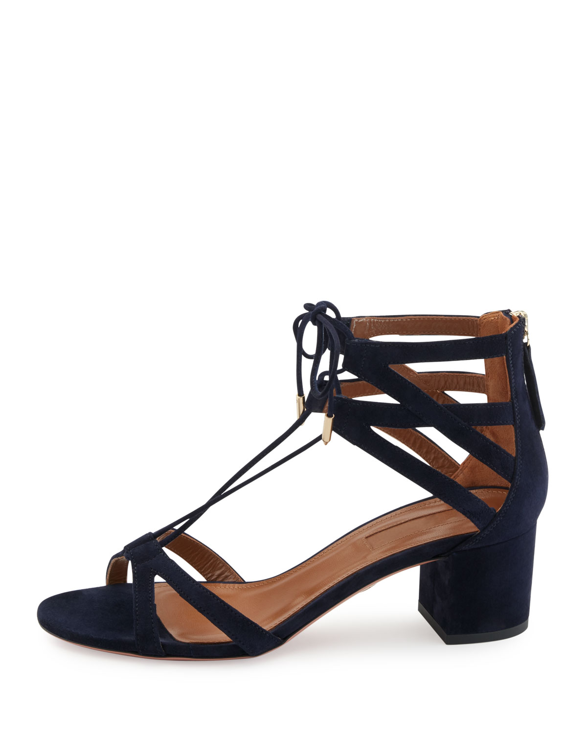 Beverly Hills Suede Lace-Up Sandal, Blue