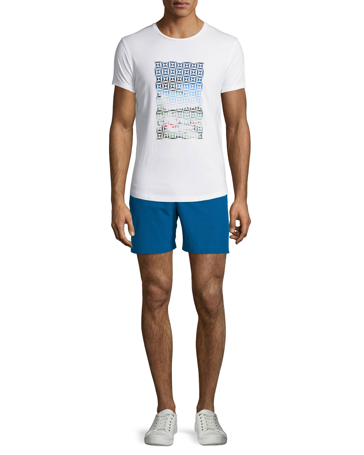 Waikiki-Print Short-Sleeve T-Shirt, White Pattern