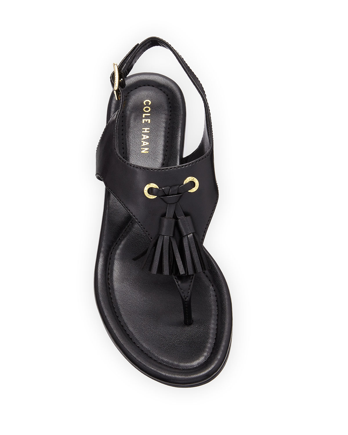 Rona Grand Tassel Thong Sandal, Black