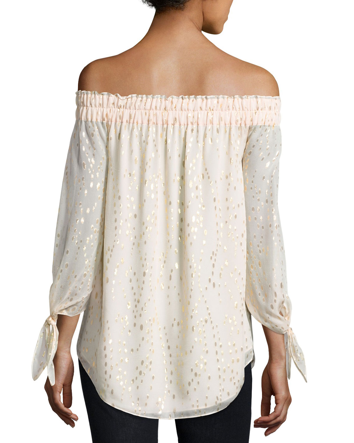 Kyla Metallic-Dot Off-the-Shoulder Top