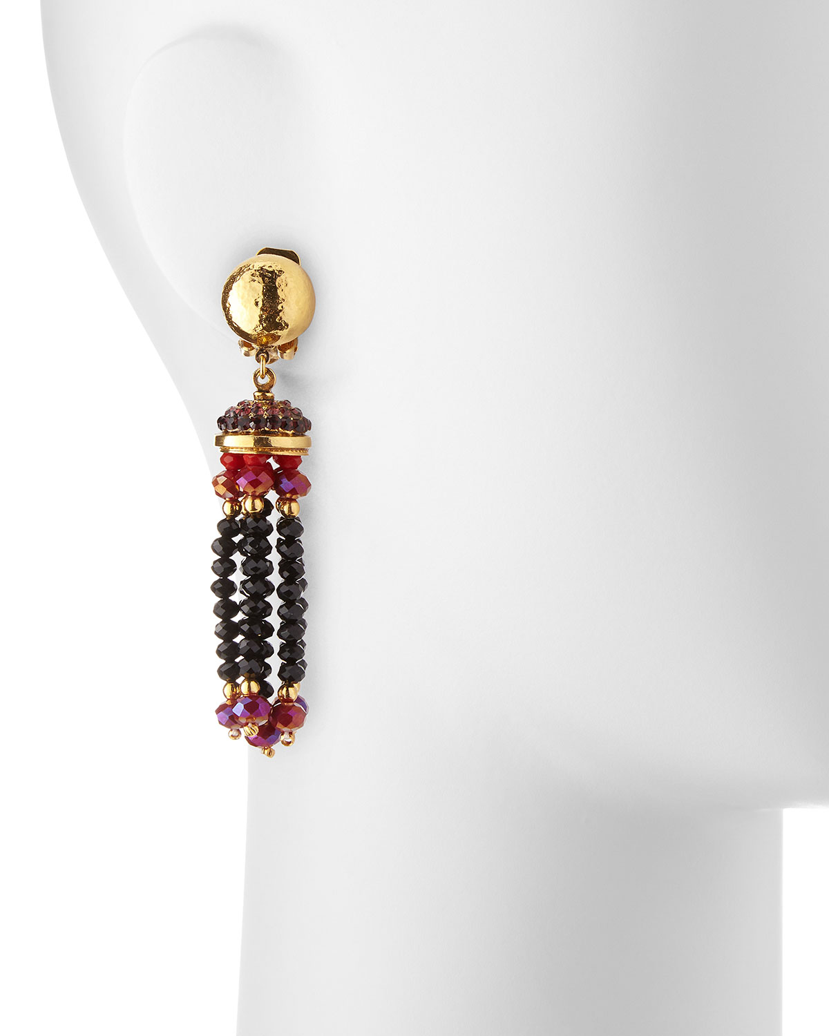 Crystal Tassel Clip-On Earrings