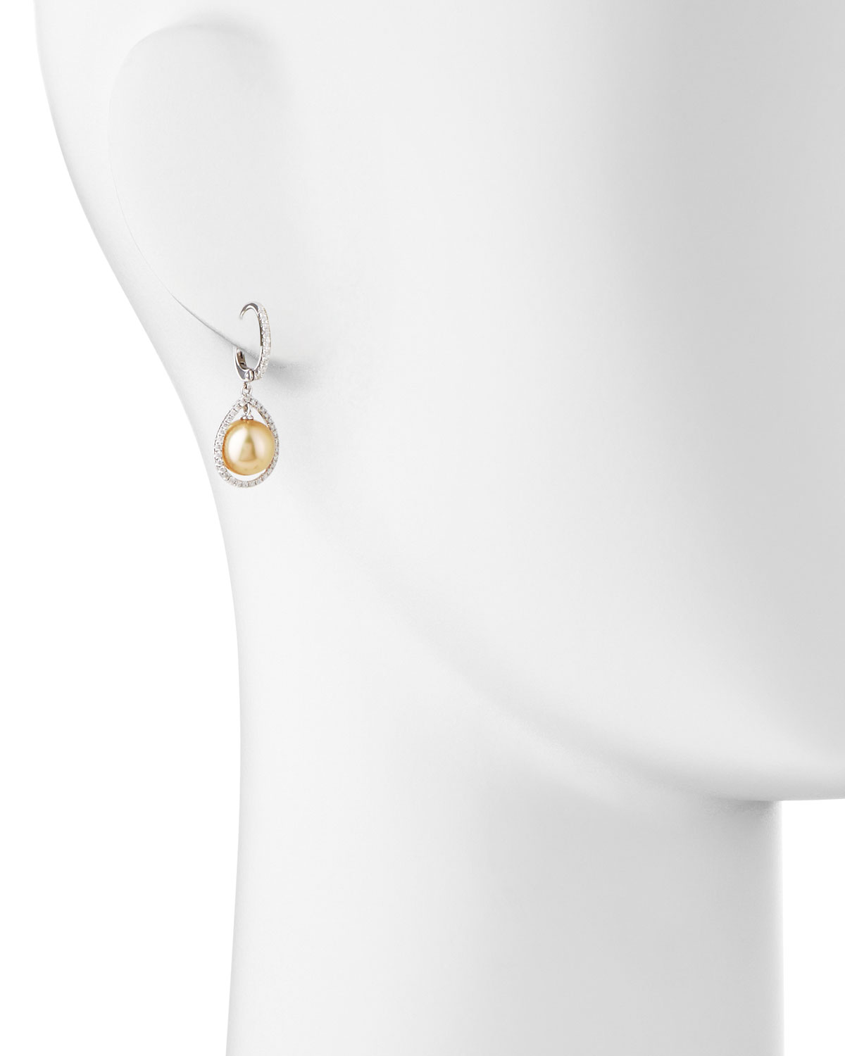 18k Golden South Sea Pearl & Diamond Halo Earrings