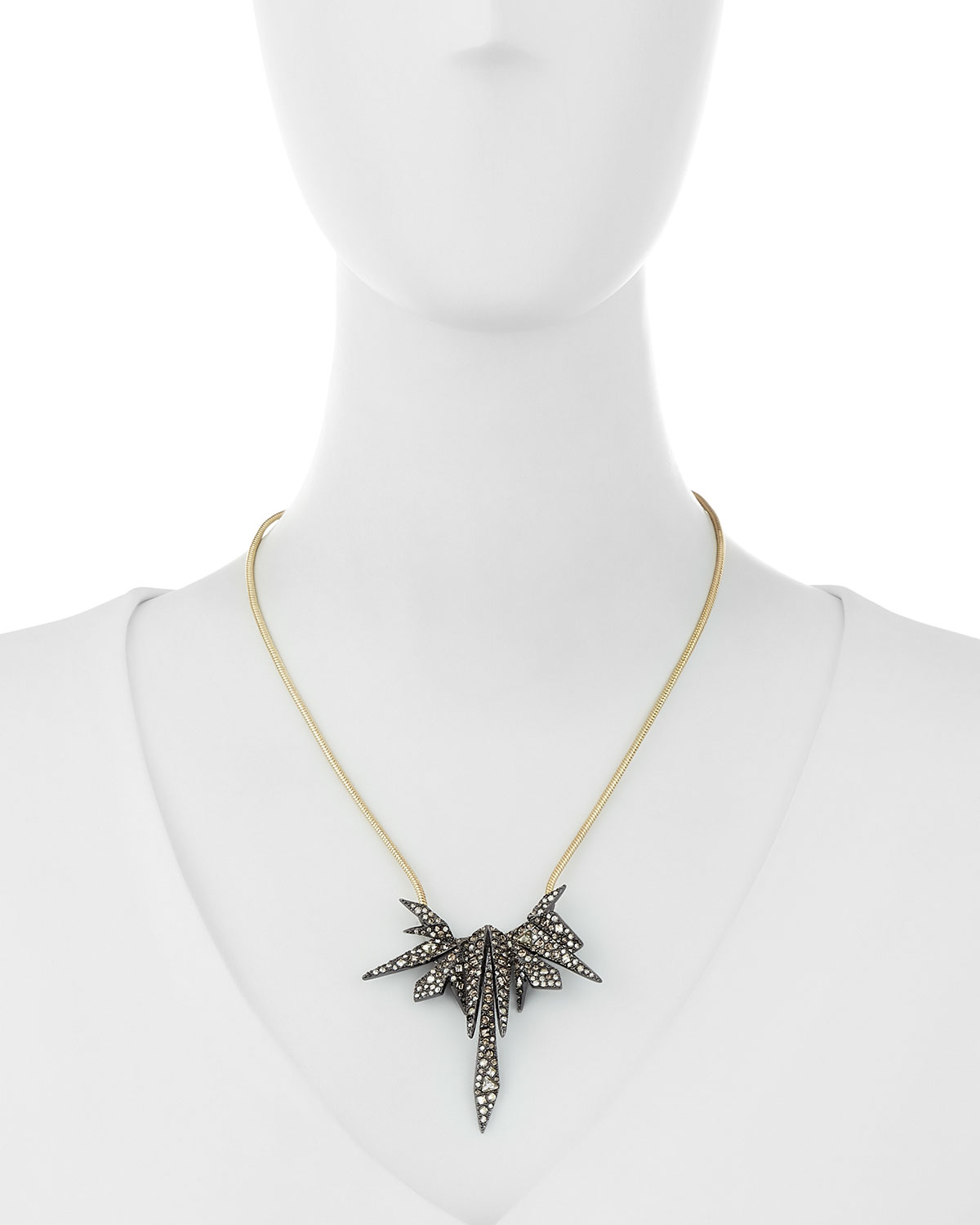 Two-Tone Spike Crystal Pendant Necklace