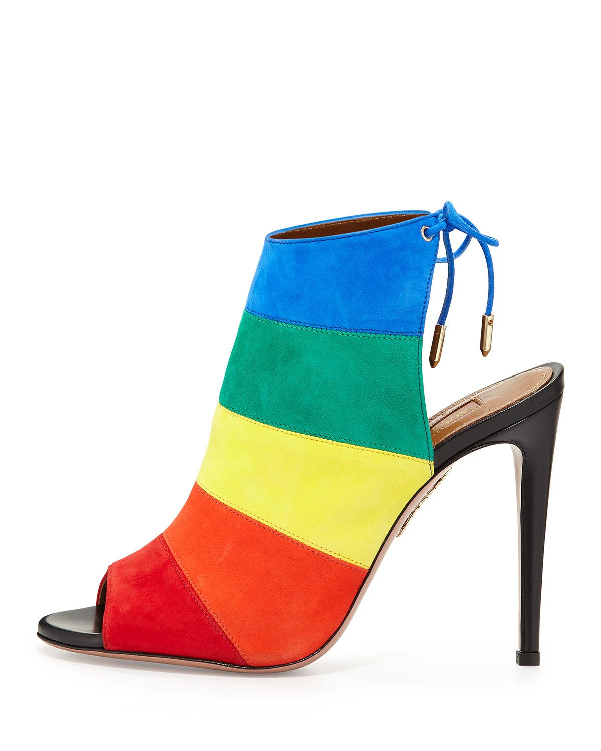 Rainbow Striped Suede Sandal, Multi