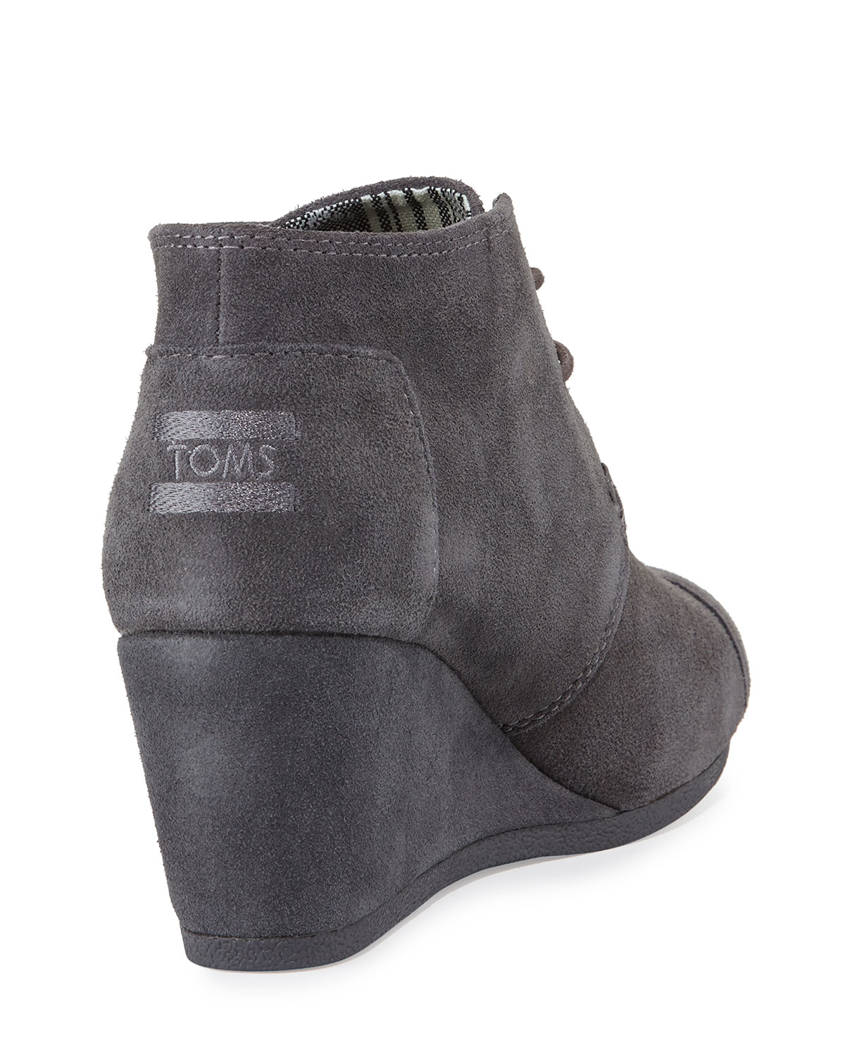 Suede Desert Wedge Bootie, Dark Gray