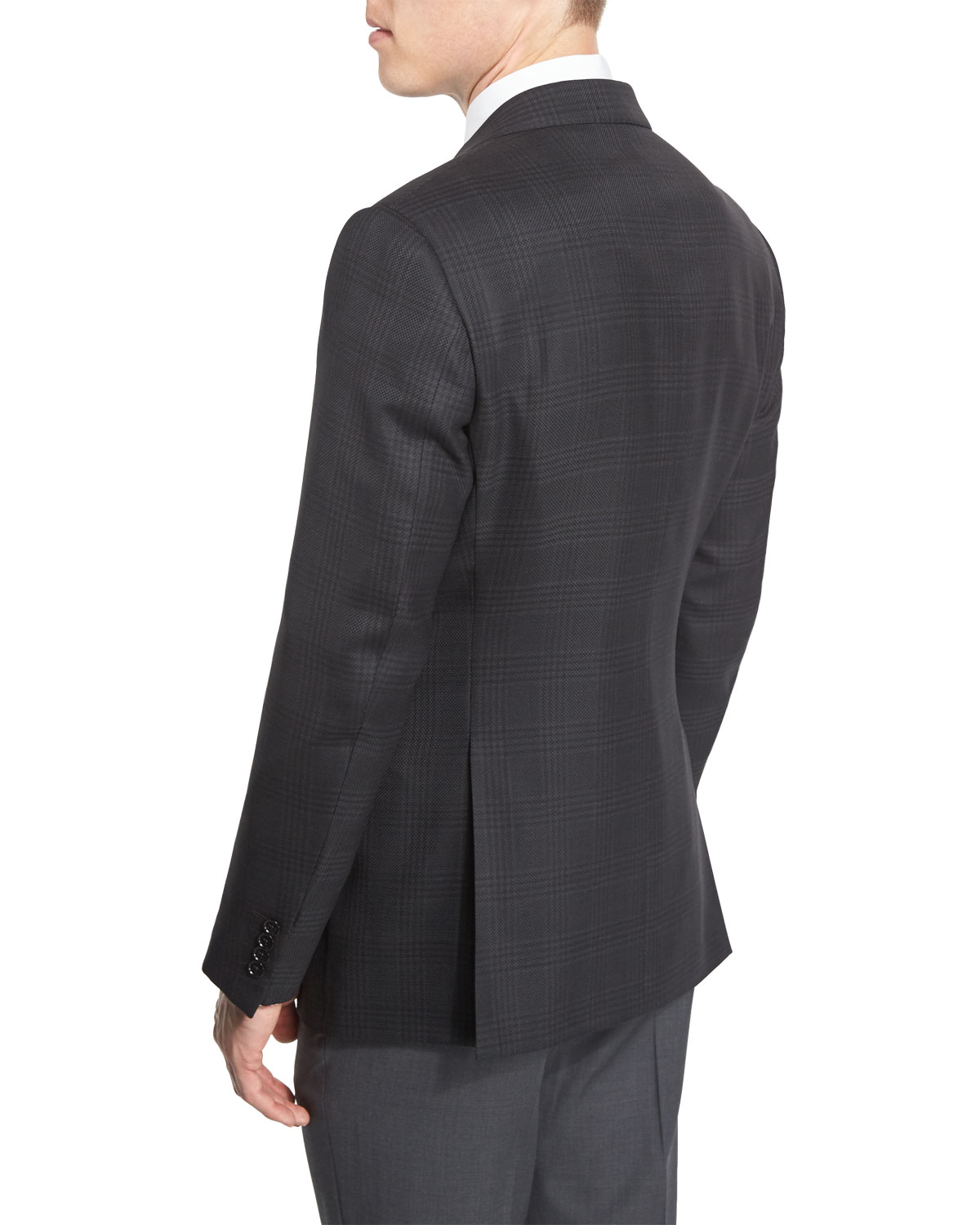 G-Line Large Plaid Wool Sport Coat, Black