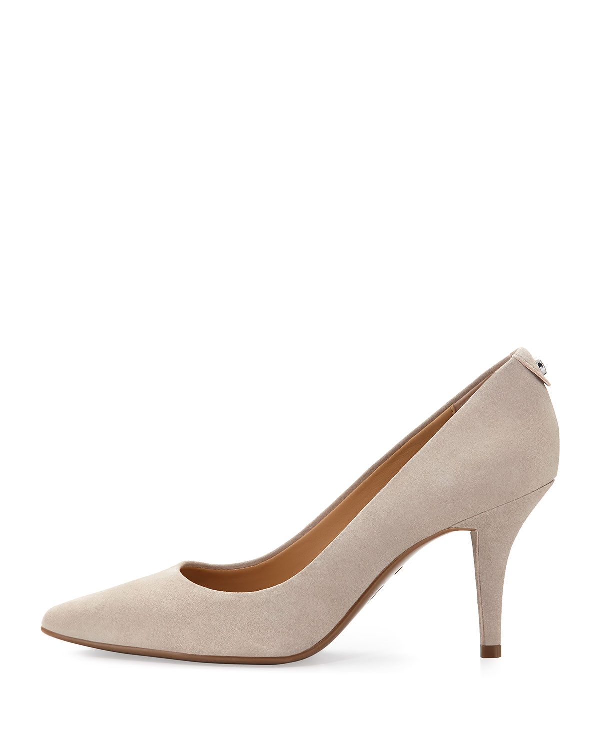 Flex Suede Mid-Heel Pump, Gray