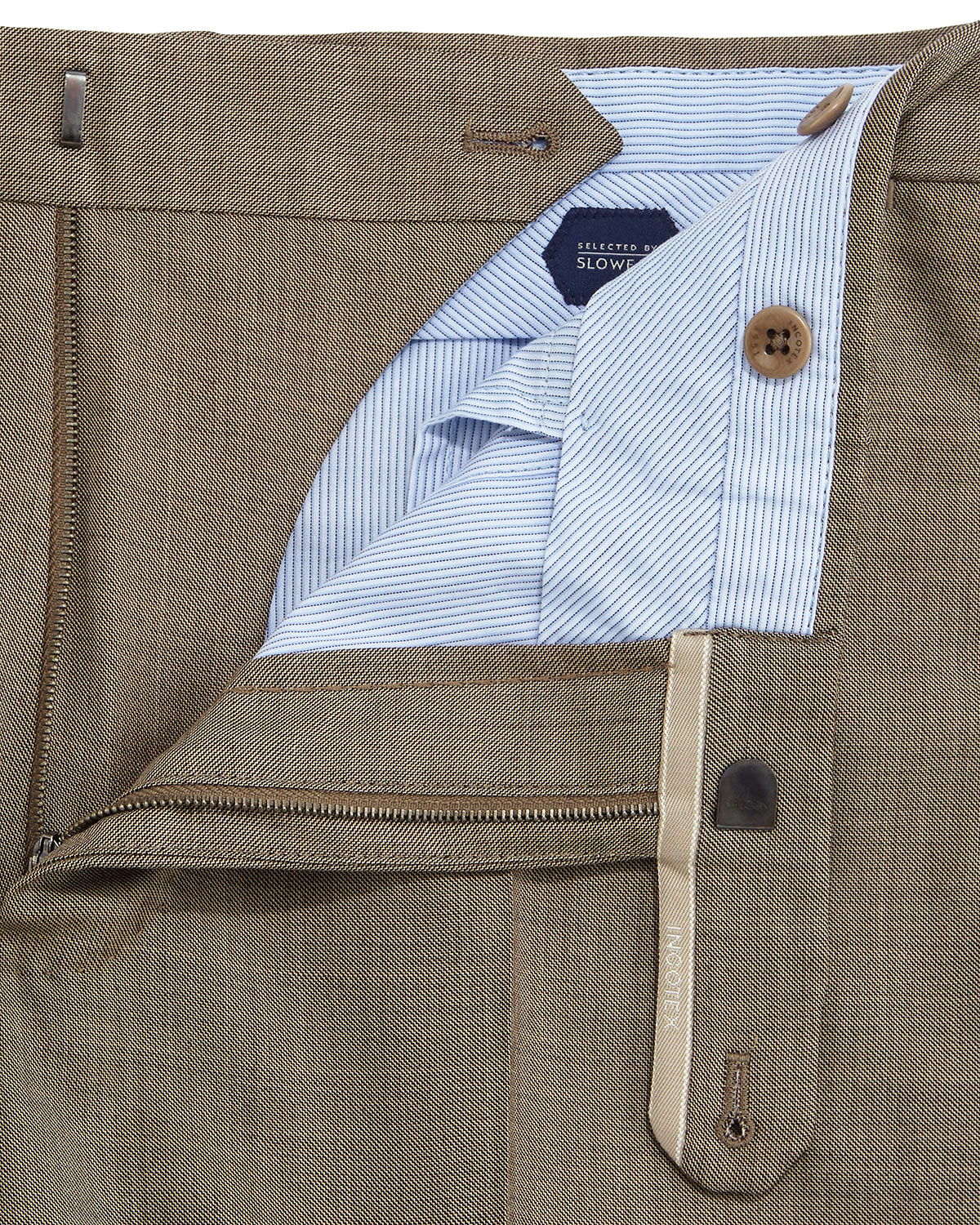 Benson Sharkskin Wool Trousers, Taupe