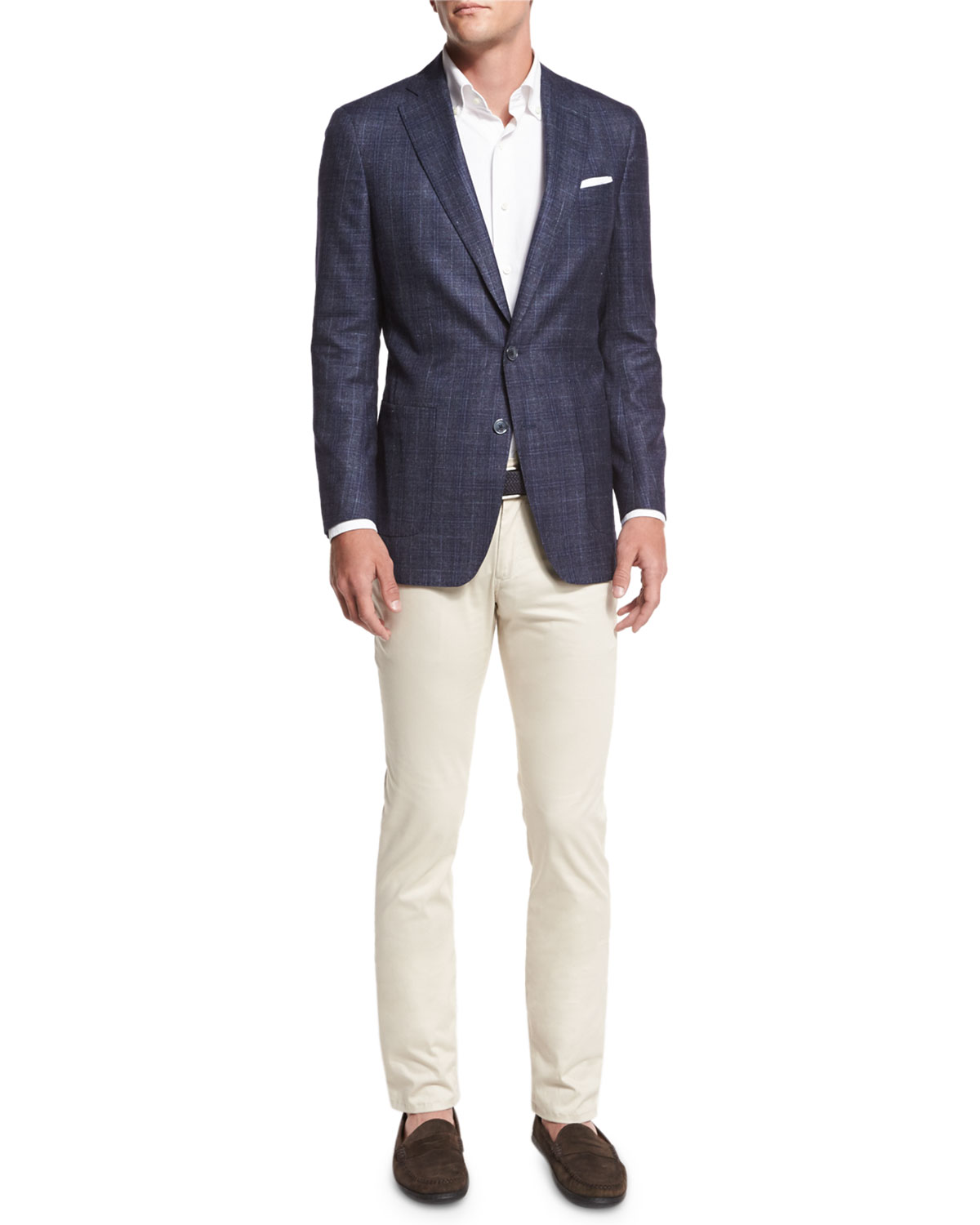 Rutherford Plaid Soft Sport Coat, Starlight Blue