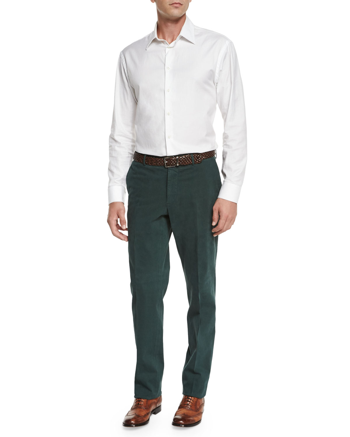 Standard-Fit Brushed Stretch Cotton Pants