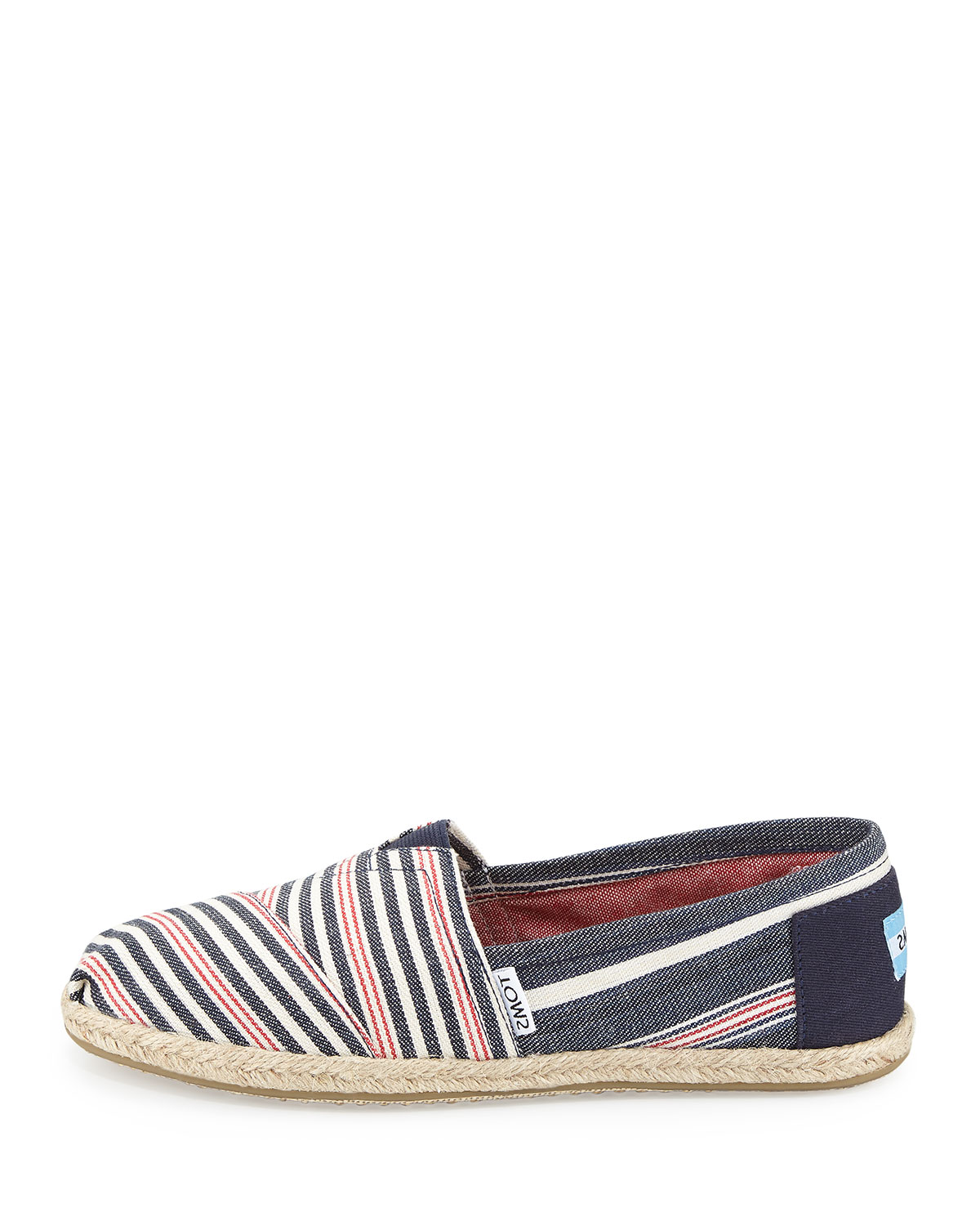 Seasonal Classic Alpargata Canvas Slip-On, Navy/Red Stripe