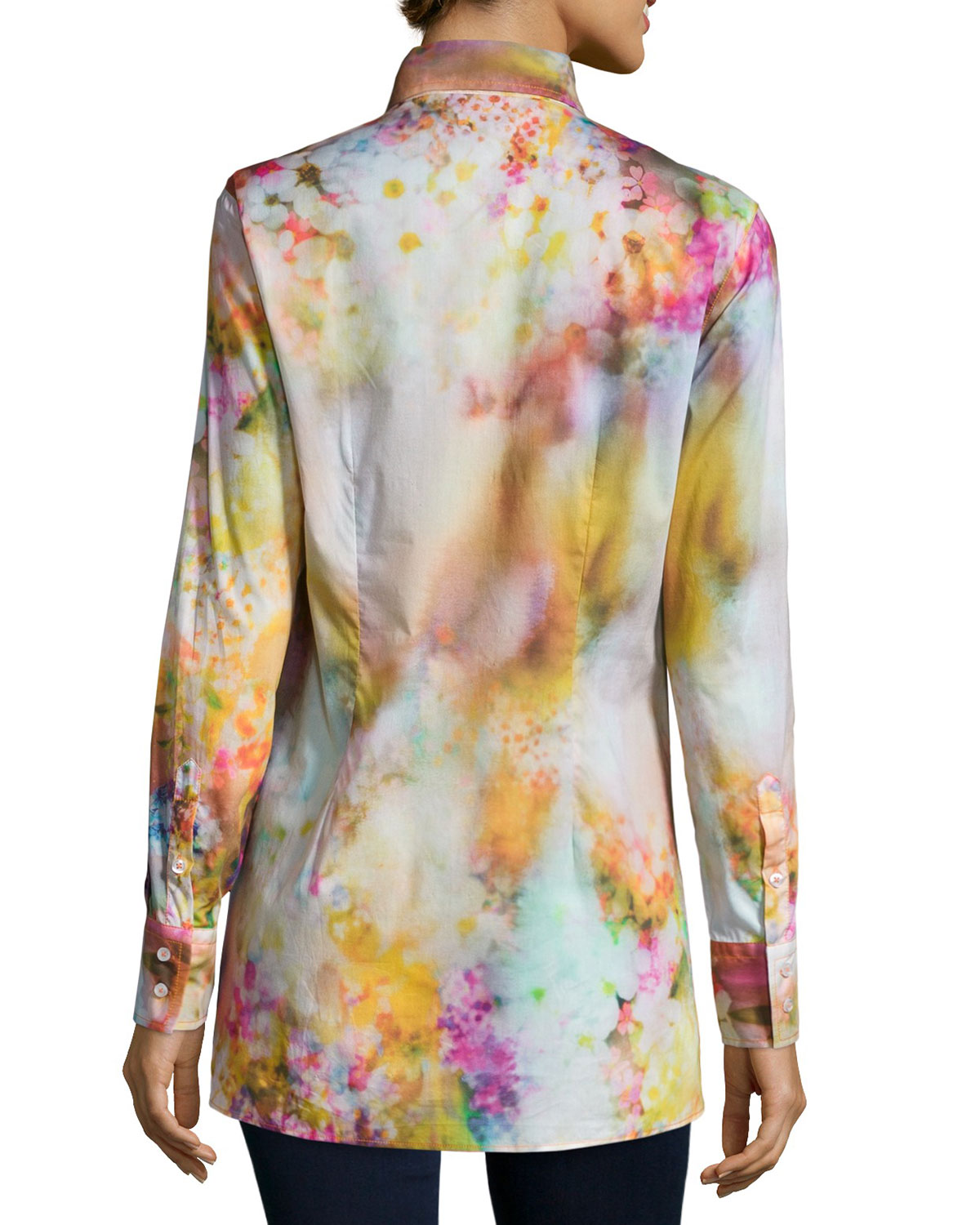 Kallah's Koi Pond Tunic Blouse, Orange/Pink/White