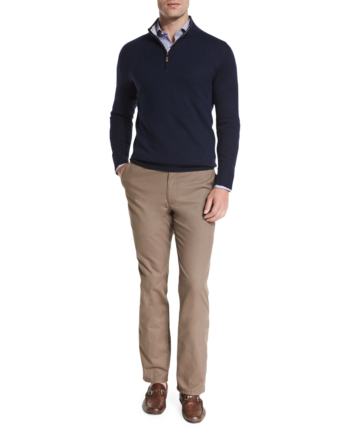 Merino Quarter-Zip Sweater, Navy