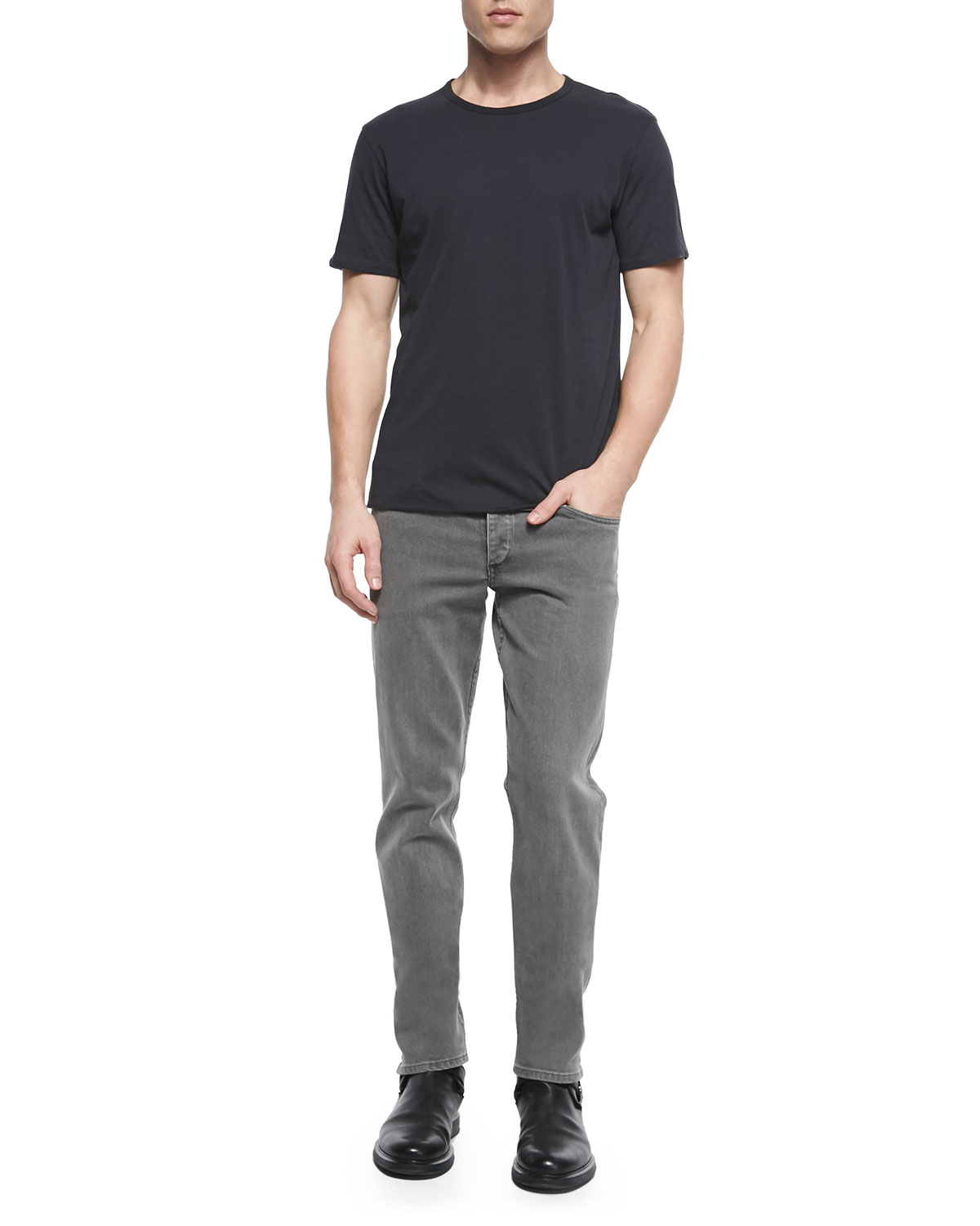 Slim-Leg Skinny Jeans, Iron Gray