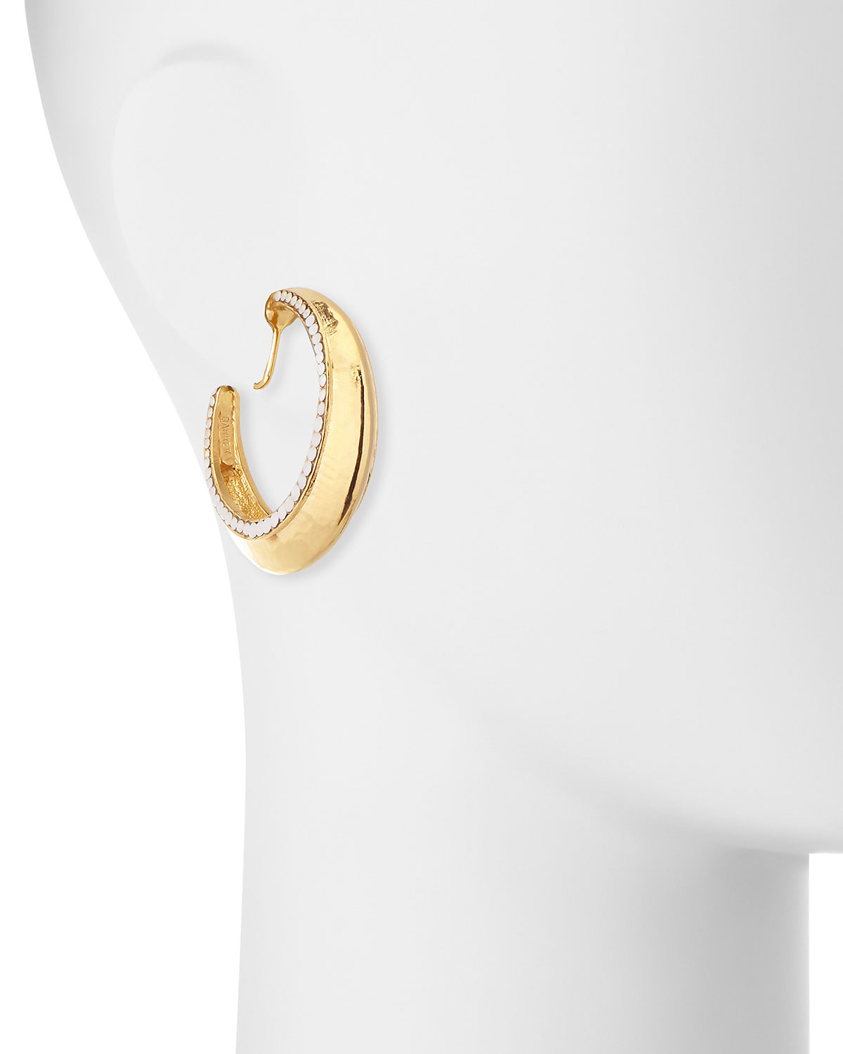 Beaded Golden Clip-On Hoop Earrings