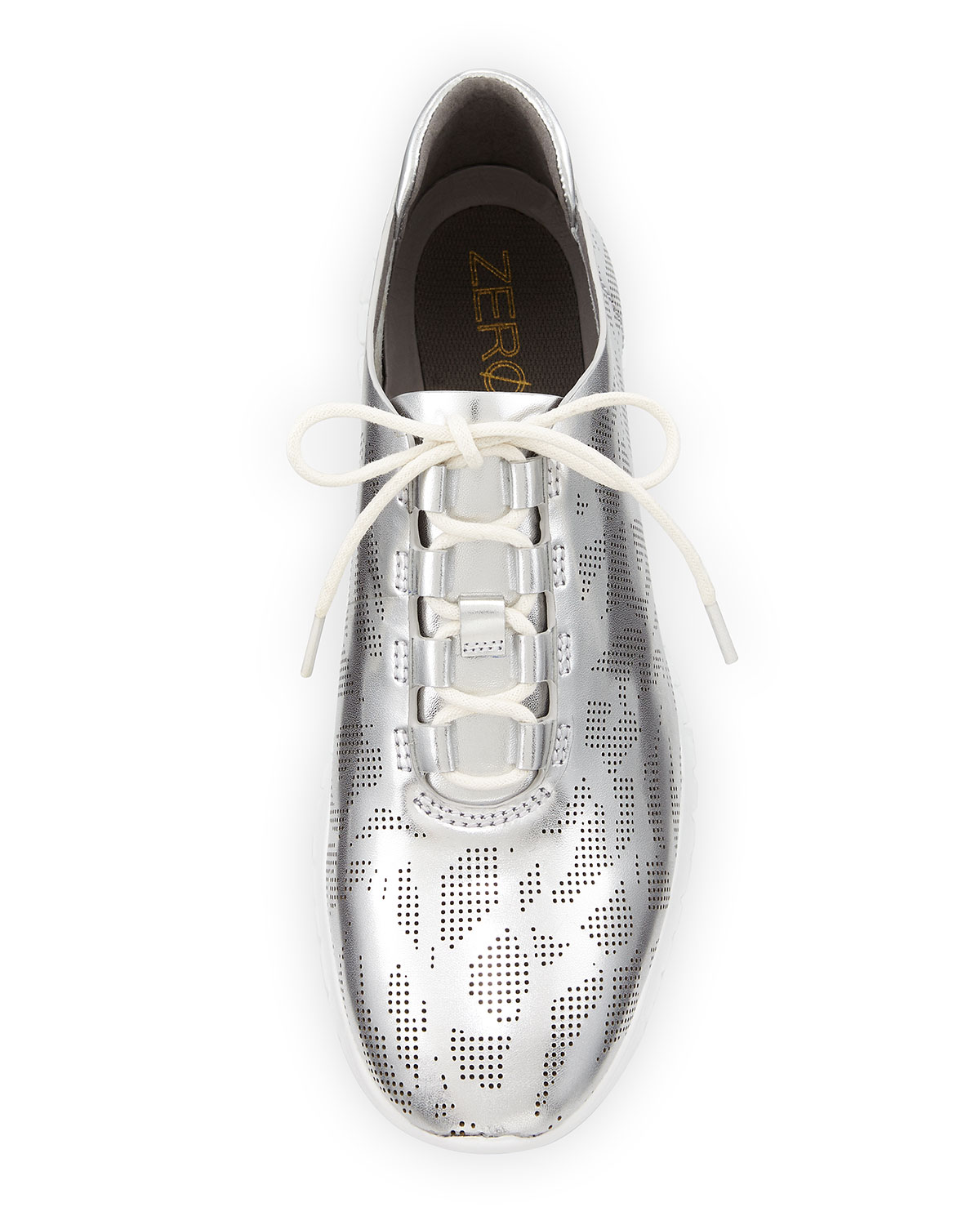 ZeroGrand Perforated Leather Sneaker, Silver