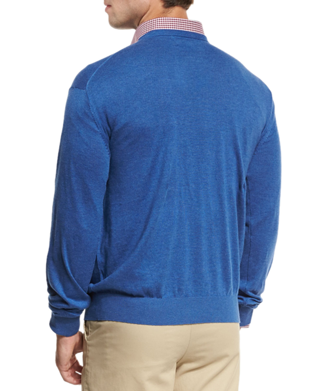 Crown Cotton/Silk Crewneck Sweater, Blue
