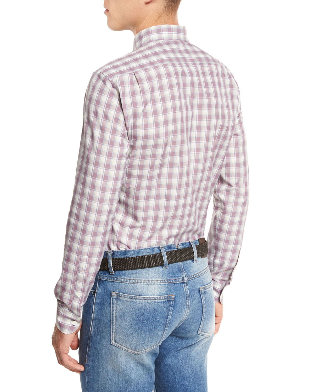 Check Cotton Sport Shirt, Red/Blue Check