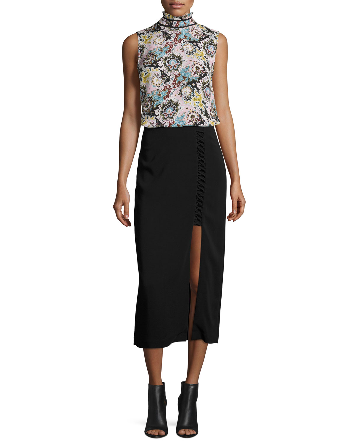 Steve Ponte Midi Skirt, Black