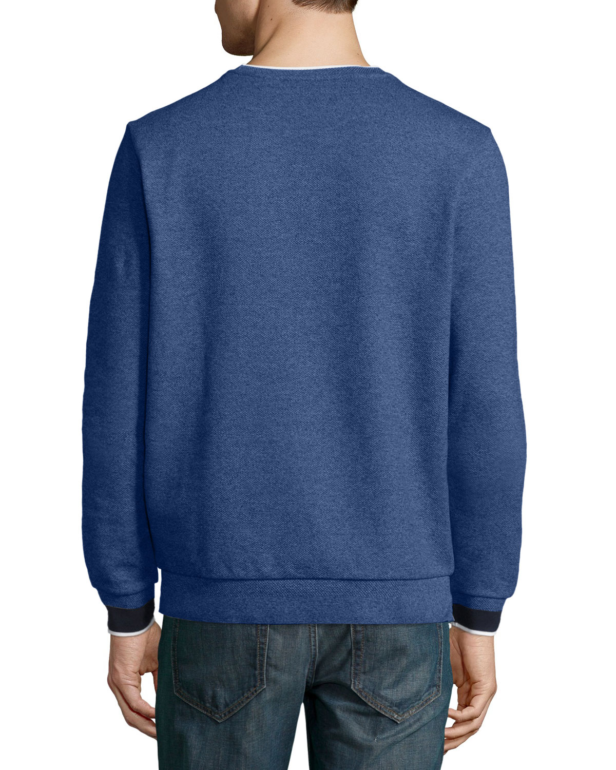 Semi-Fancy Piqué Sweatshirt, Navy Blue/Dark Gray