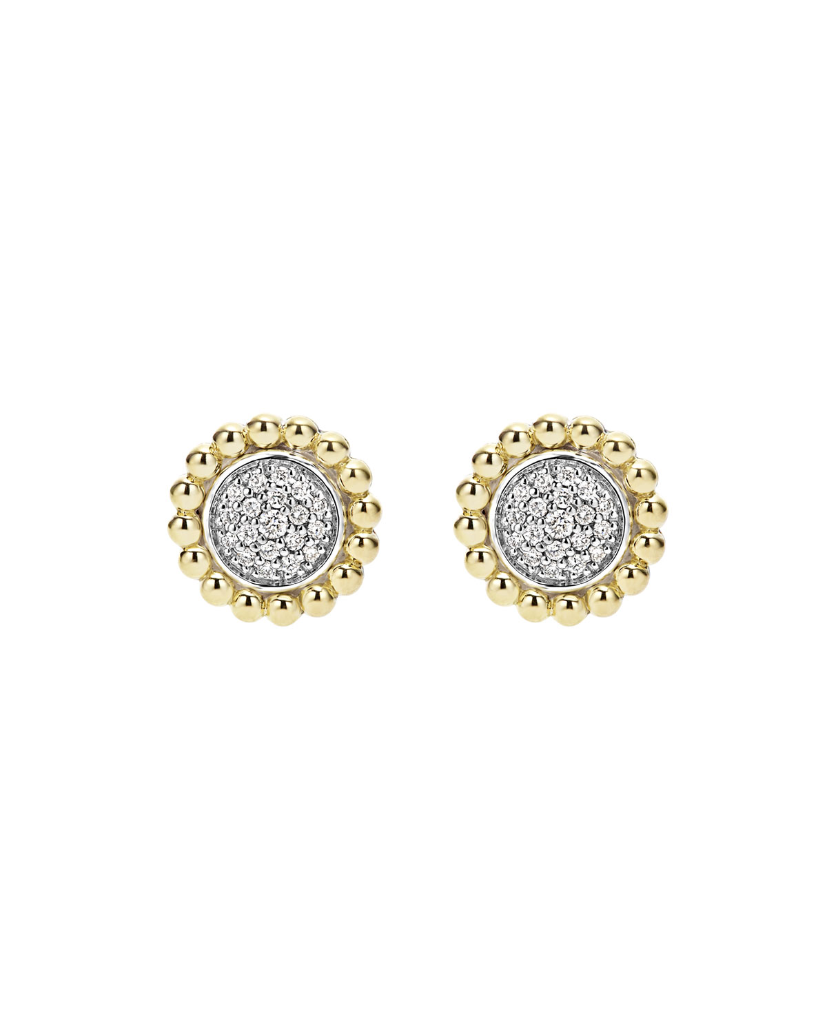 Pavé Diamond Caviar Button Earrings