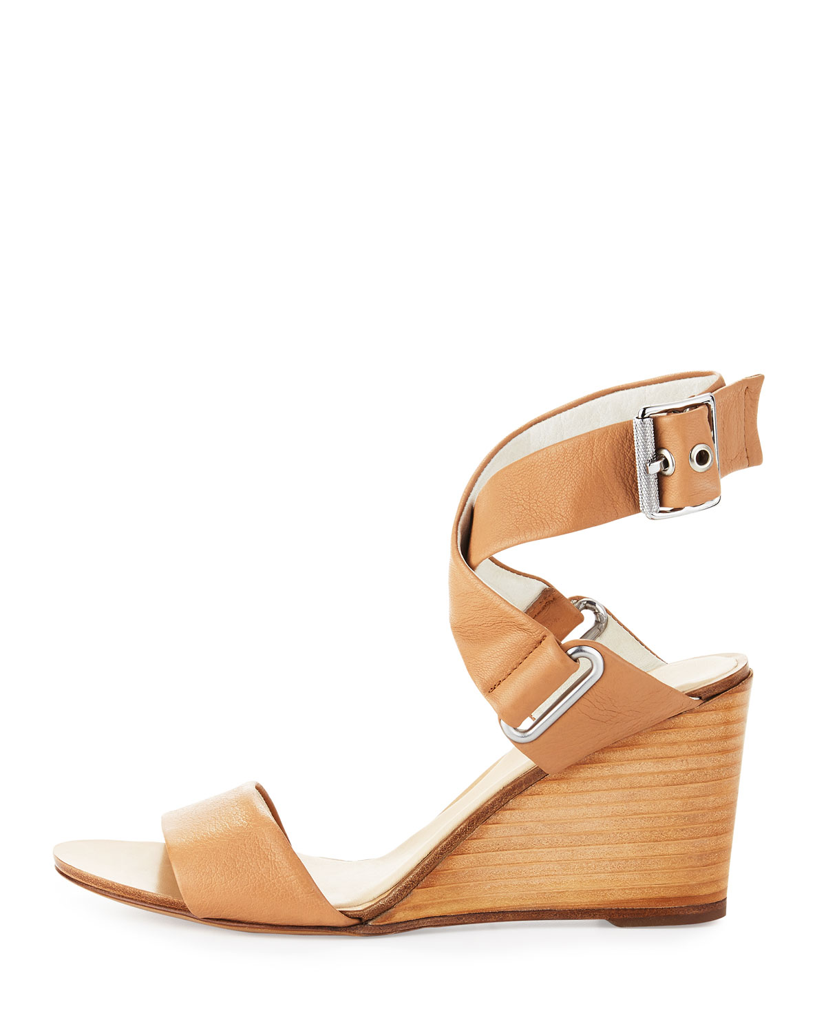 Damien Leather Wedge Sandal, Nude