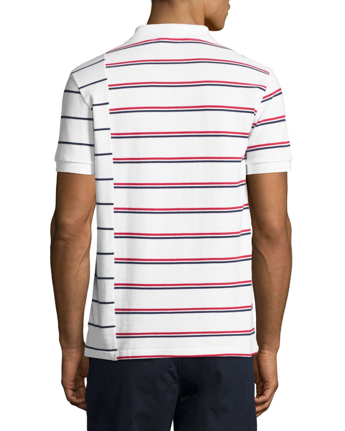 Irregular-Stripe Polo Shirt, White