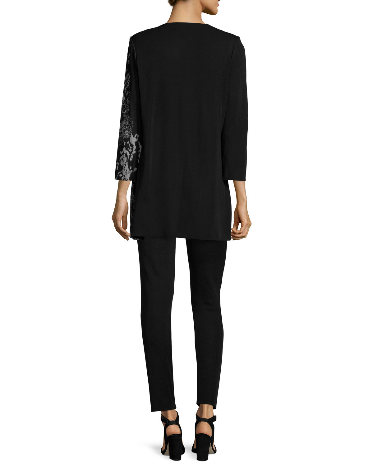 Hint of Floral Long Half-Print Jacket 