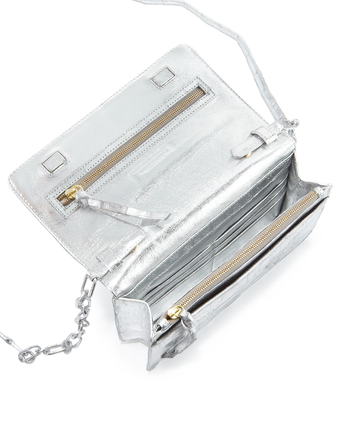 Crocodile Wallet on a Chain, Silver