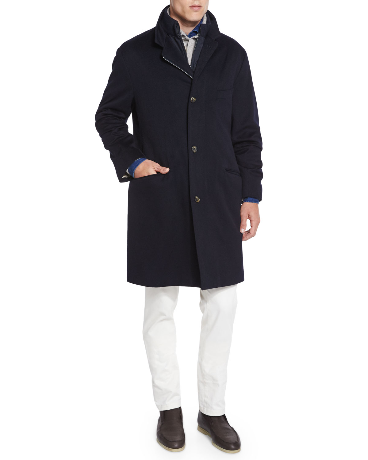 Martingala Cashmere Storm System Coat, Navy