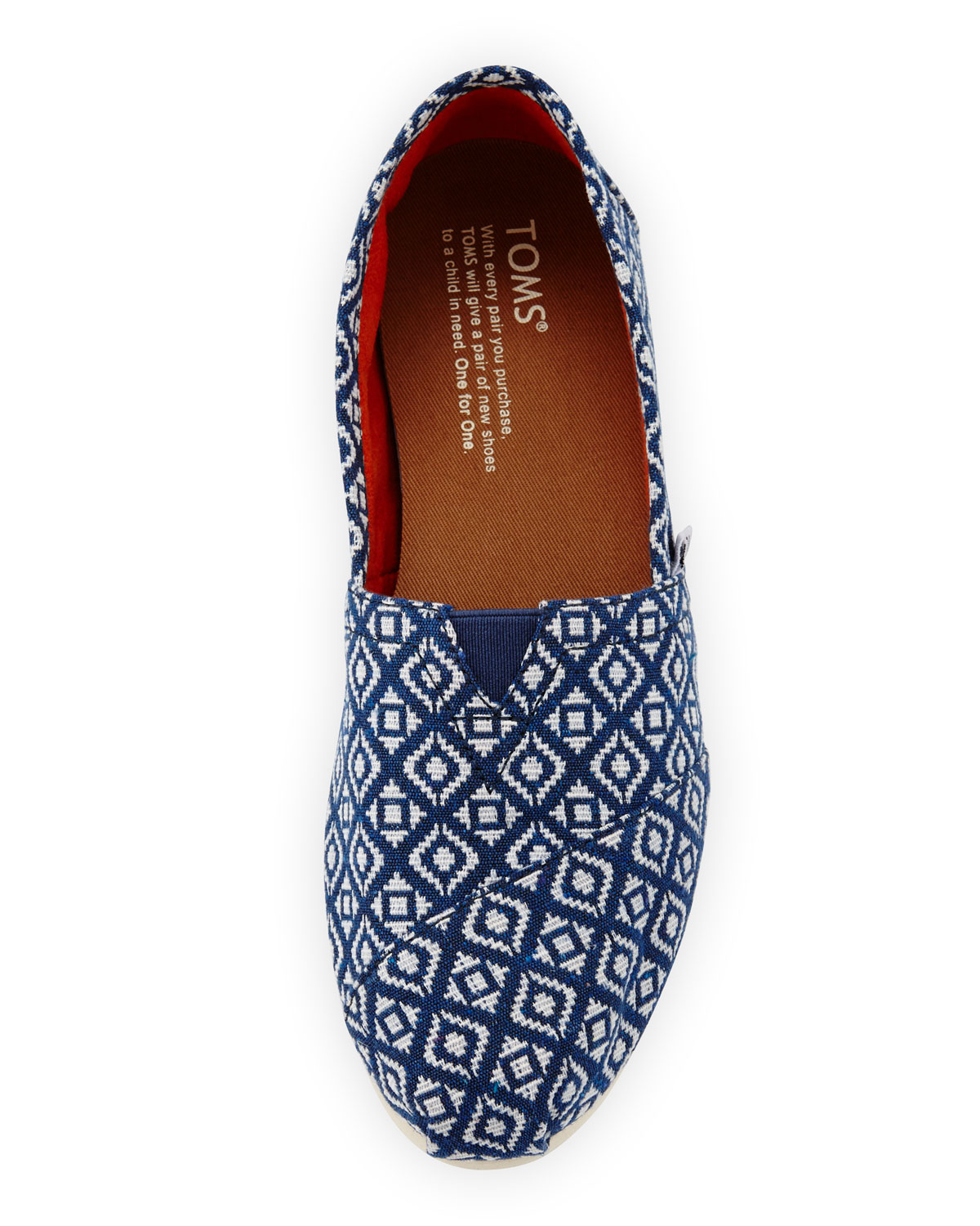 Alpargata Diamond-Print Slip-On Flat, Dark Blue  