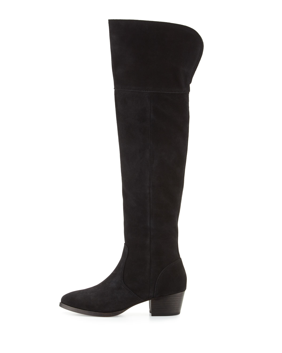 Clara Suede Over-The-Knee Boot, Black