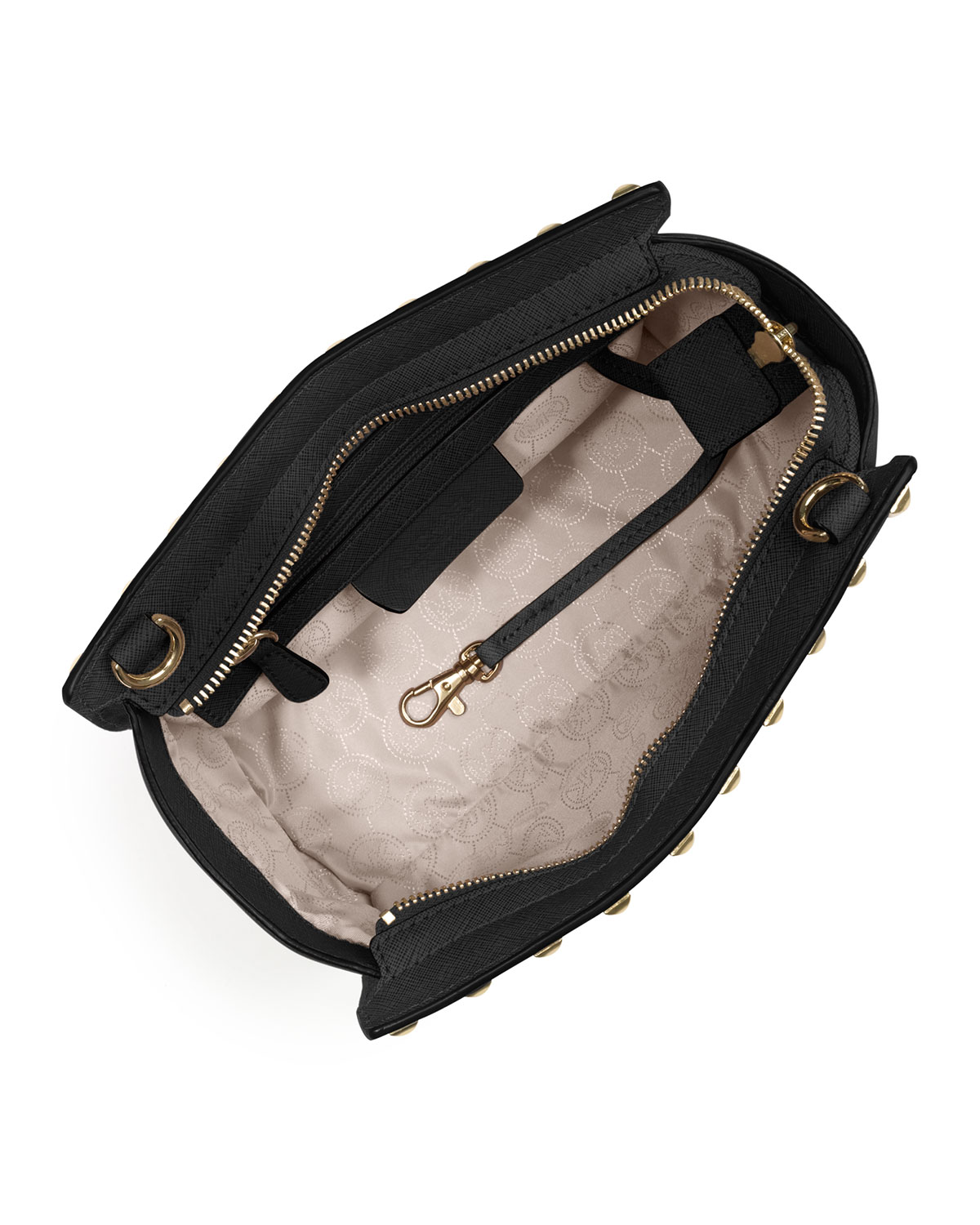 Selma Stud Medium Zip Messenger Bag, Black