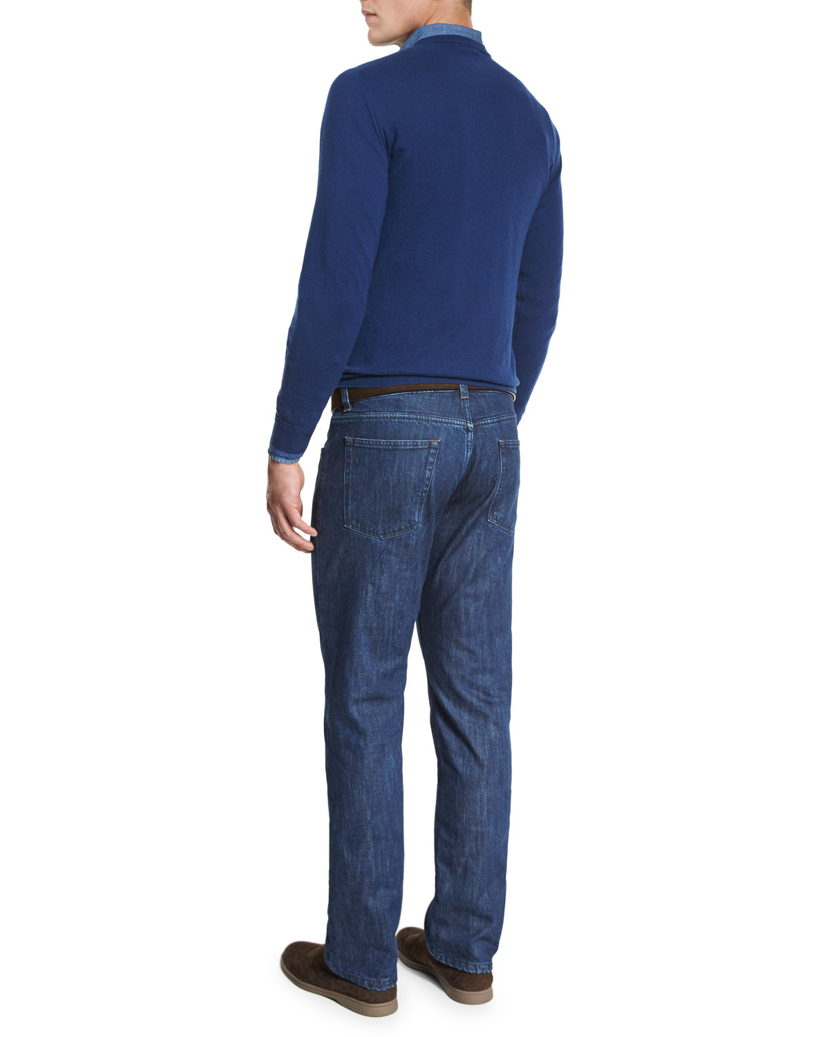 Cashmere V-Neck Sweater, Blue