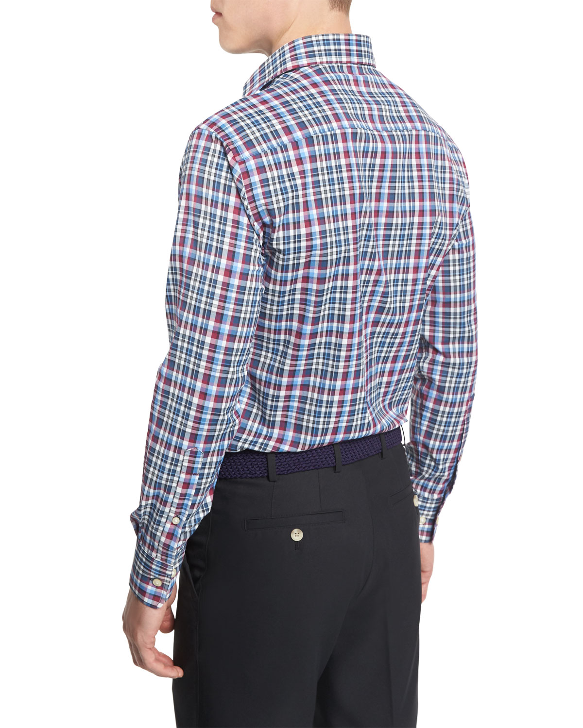 Gonzo Plaid Performance-Fit Sport Shirt, Black