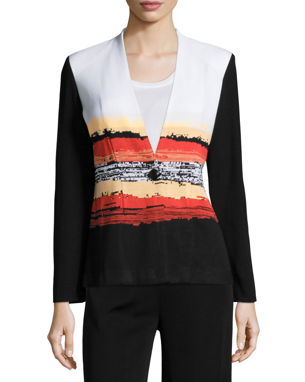 Graphic Sunset One-Button Jacket, Multi, Plus Size  