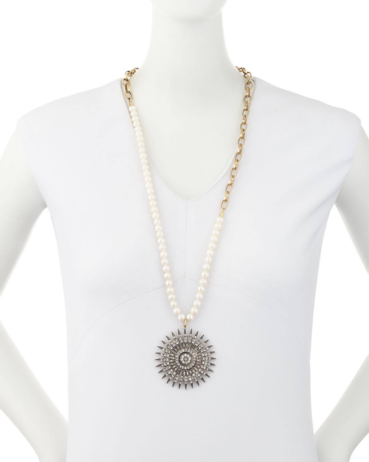 Beacon Starburst Pendant Necklace w/ Pearls