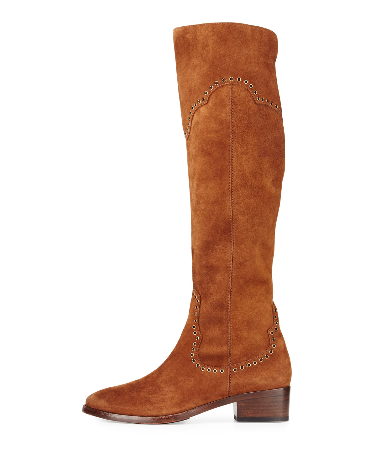 Ray Grommet Suede Knee Boot, Wood