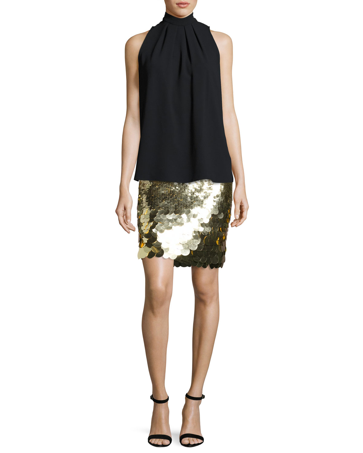 Kalina Sequin Mini Skirt, Gold