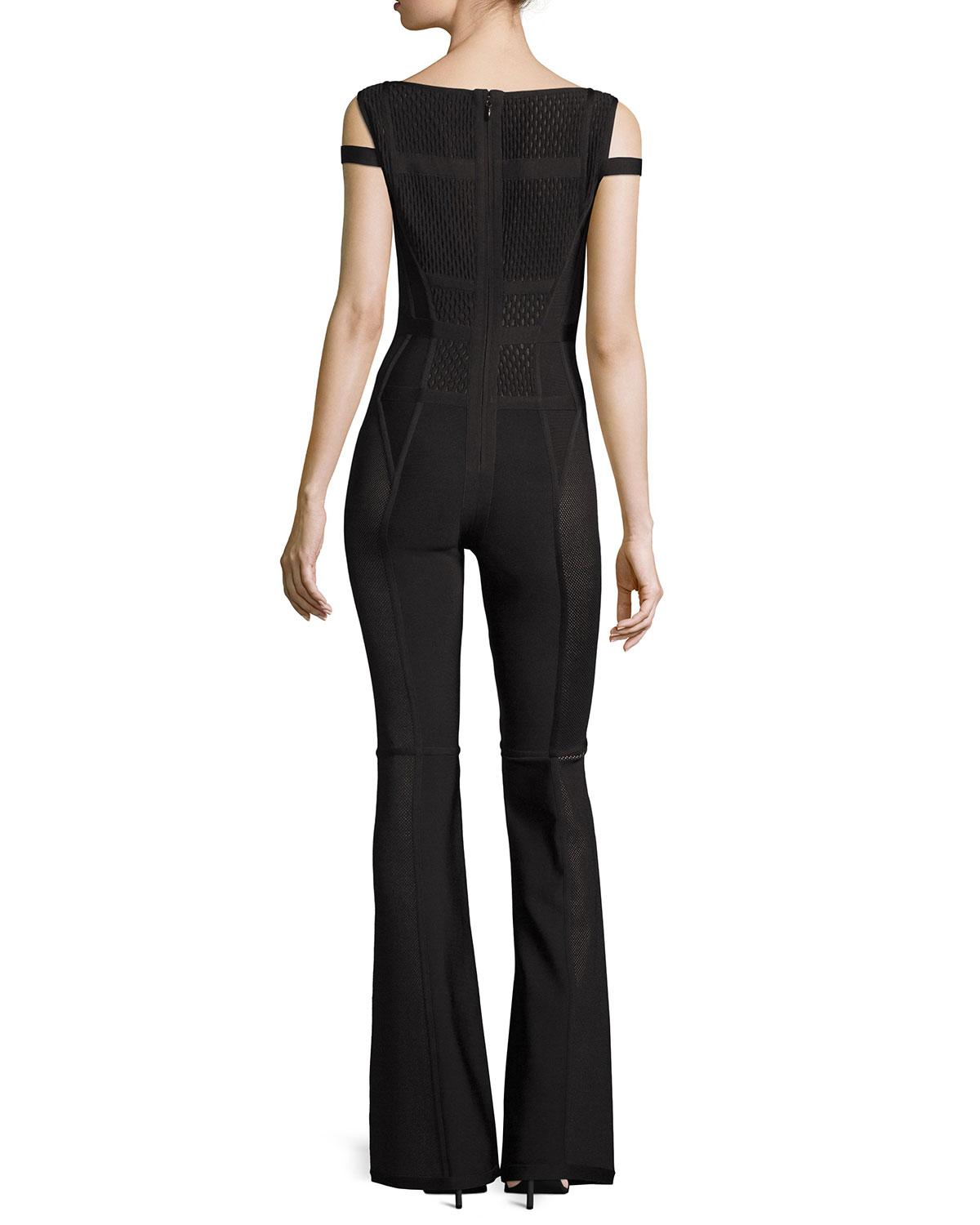 Cutout Flared-Leg Jumpsuit, Black