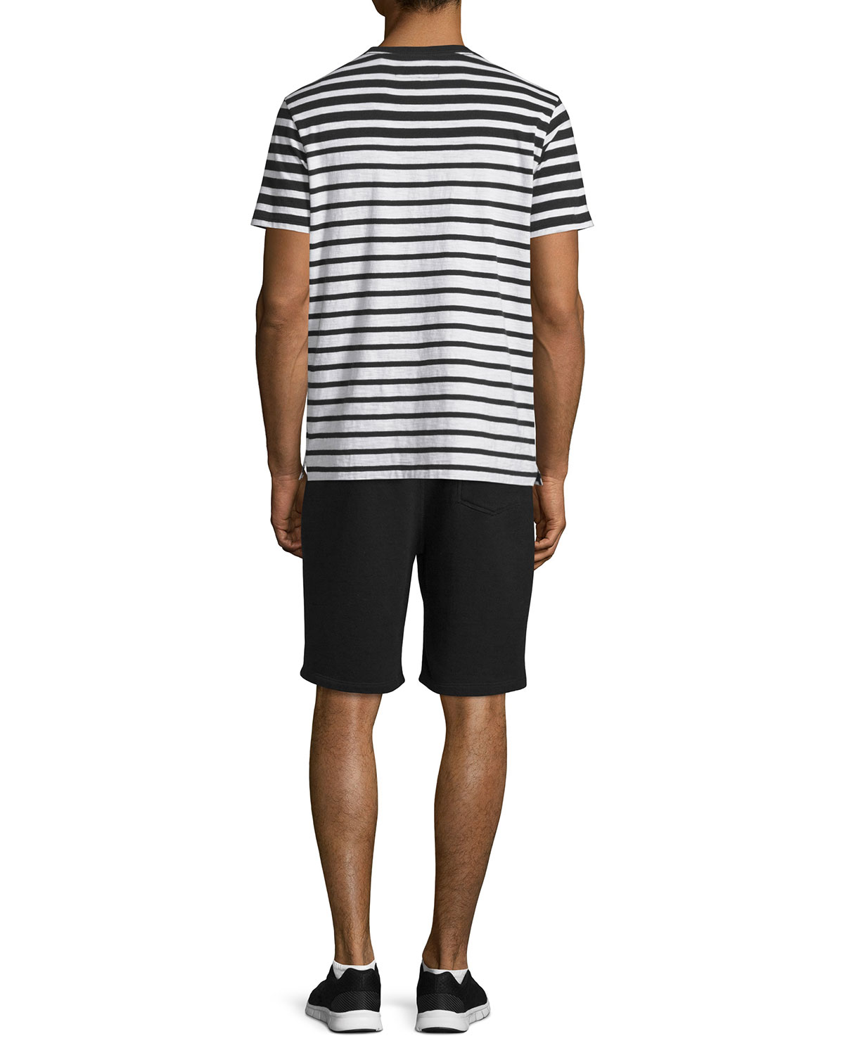 Colorblock Striped Short-Sleeve Tee, Black Stripe