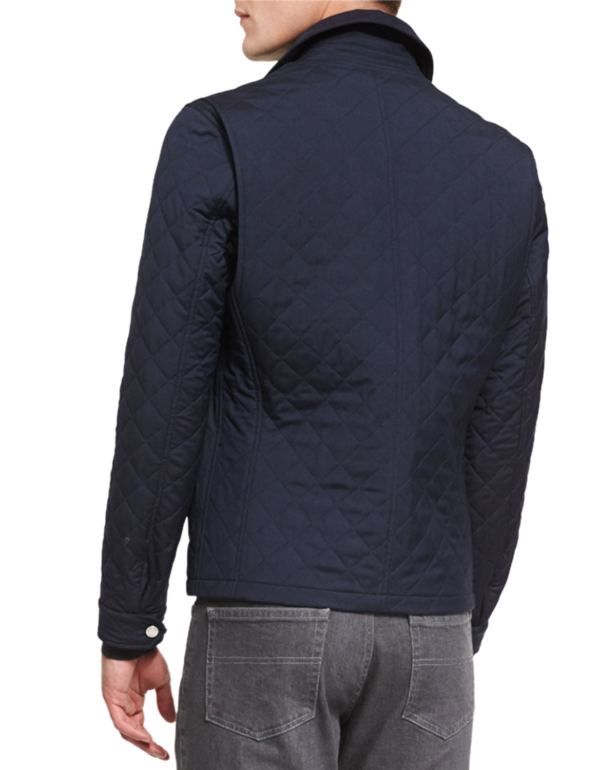 Quilted Wool-Blend Field Jacket, Navy