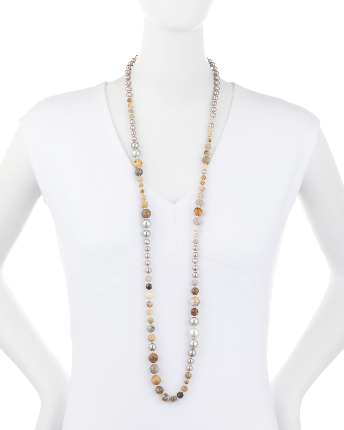 Long Glass Pearl Necklace