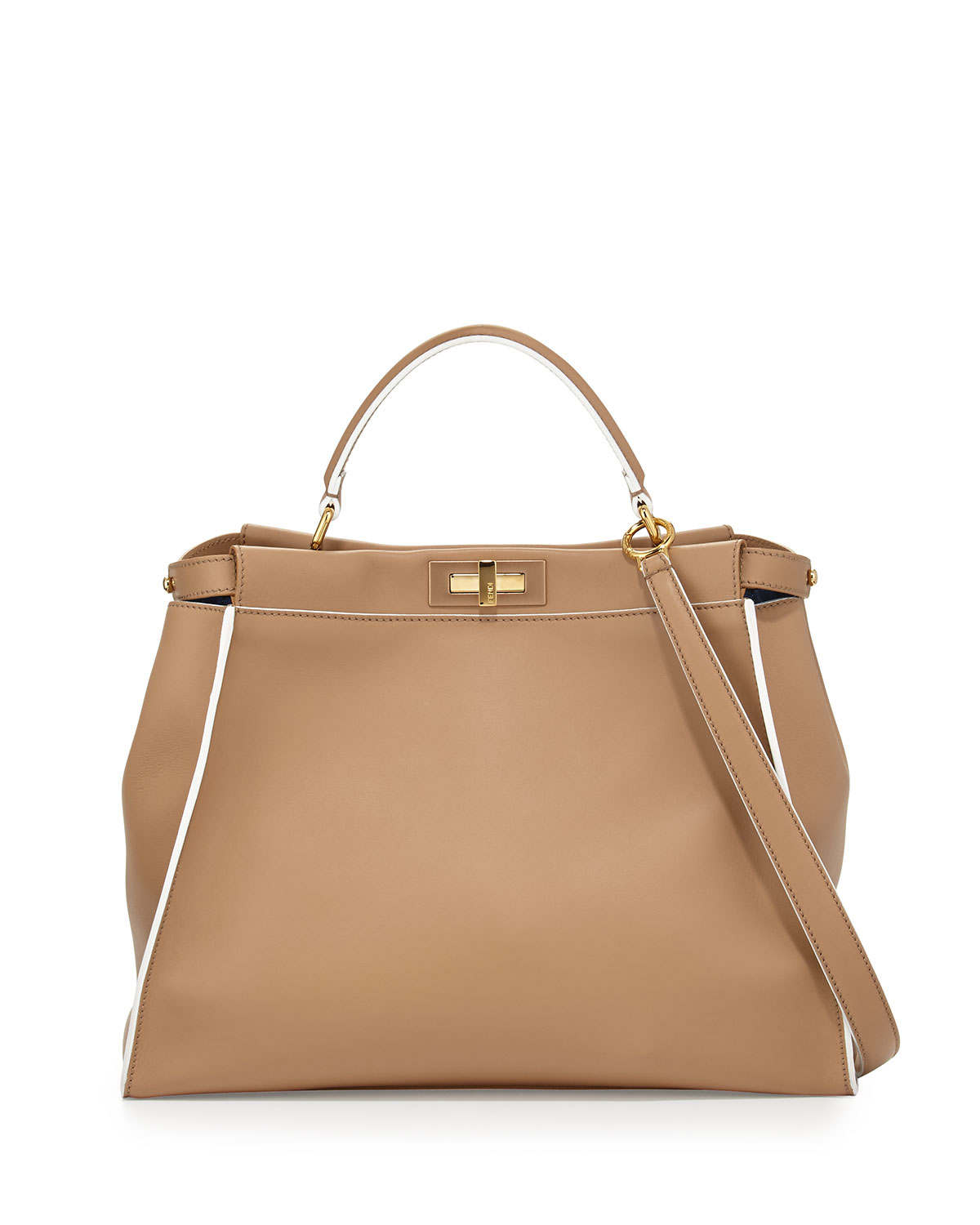 Peekaboo Large Satchel Bag, Beige Multi