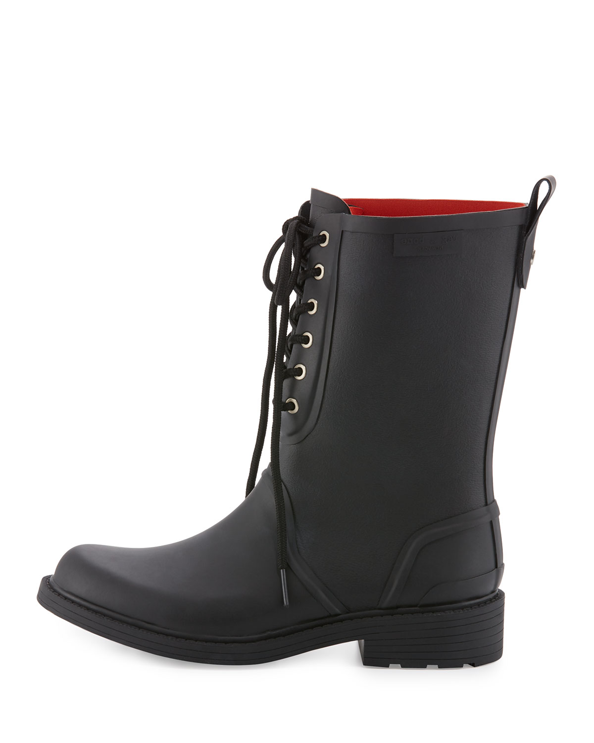 Ansel Lace-Up Rain Boot, Black