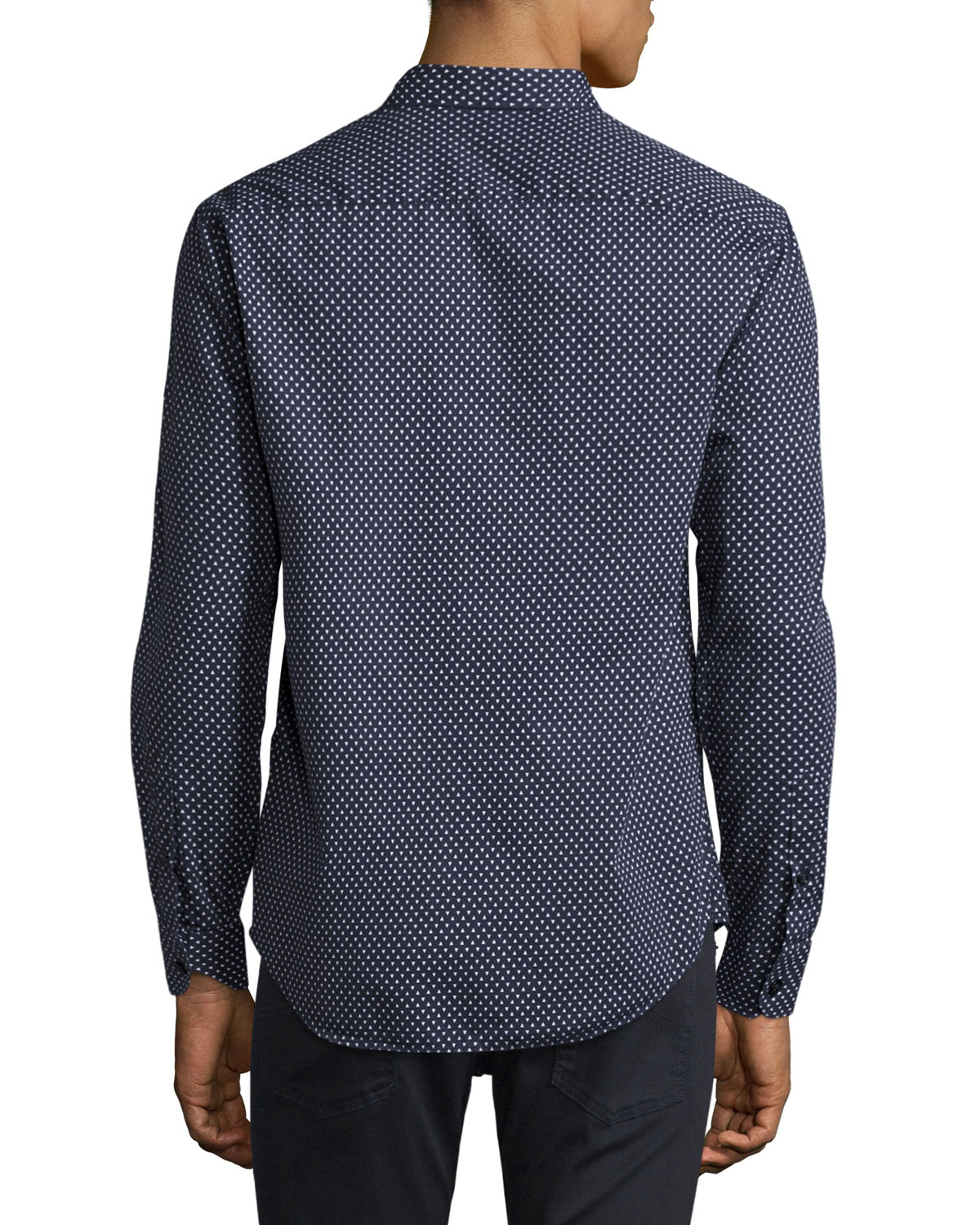 Triangle-Print Sport Shirt, Navy/White