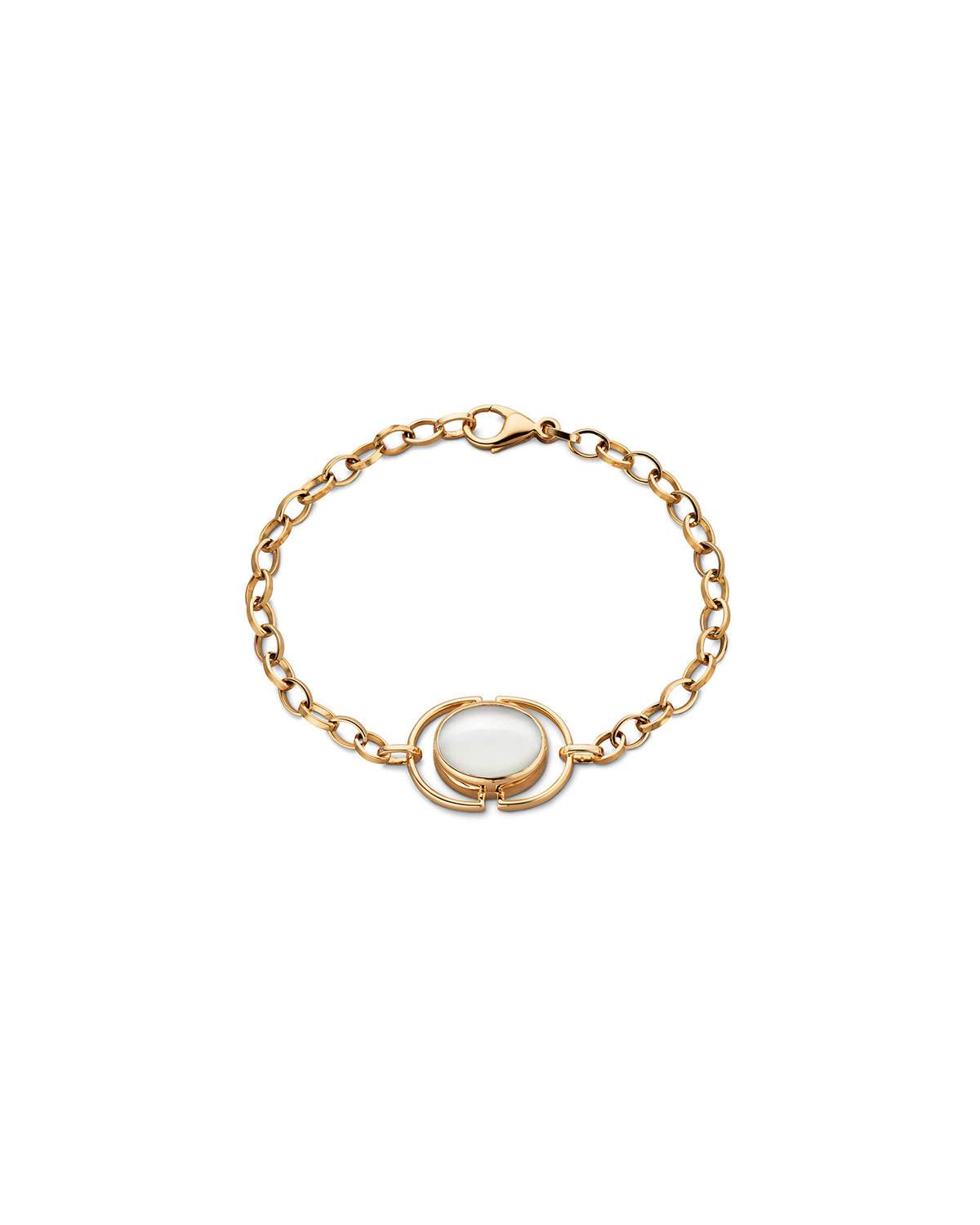 Mother-of-Pearl Locket Station Bracelet in 18K Yellow Gold