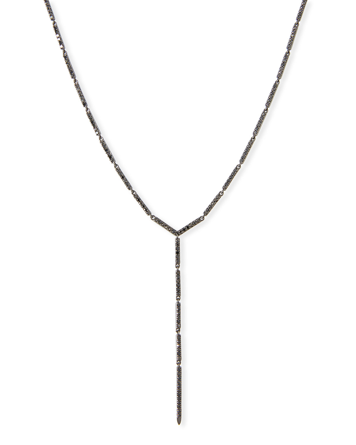 Reckless Bar Lariat Necklace with Black Diamonds